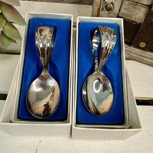 Vintage 1847 Rogers‎ Bros Reflection Bent Feeding Spoon Set of 2 Silverplate New